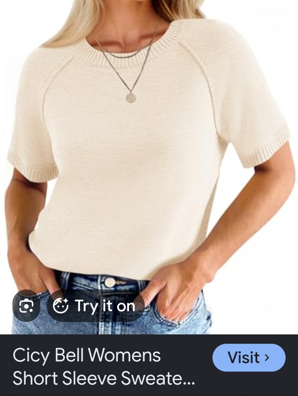 Cicy Bell Sweater Bone  beautiful stitching detail neck no tags size medium